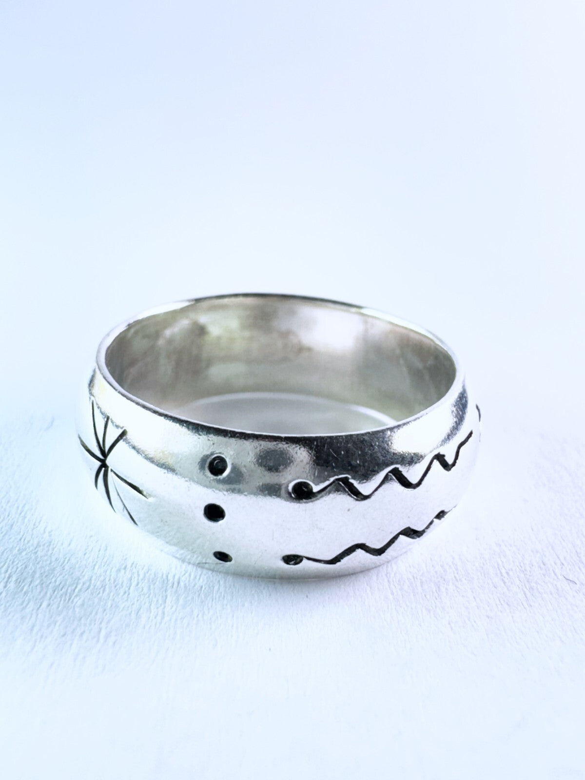 Silberring 925er Sterling Silber mit Mustern Größe 55 (17,5 mm Ø) 5,55 g4