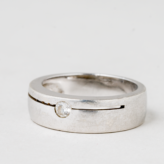 Ring Weißer Stein 925er Silber 5,19 g Größe 53 (16,8 mm Ø)0