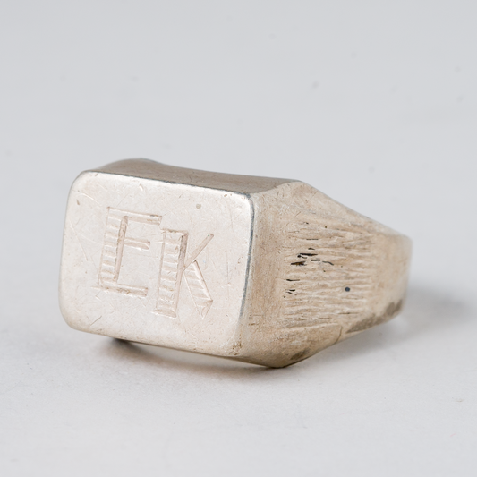 Ring Monogramm "EK" 835er Silber 8,17 g Größe 63 (20,0 mm Ø)0