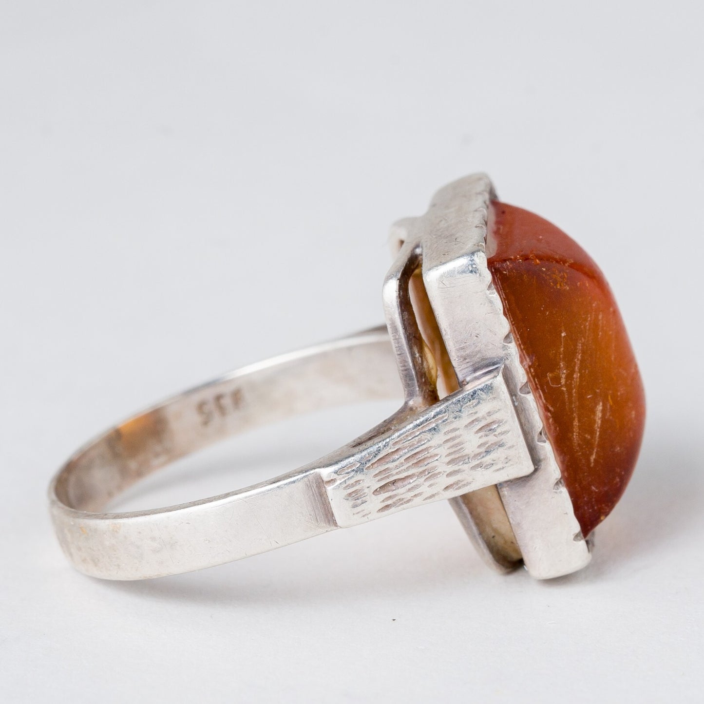 Silber Ring 835 Bernstein Größe 60 (19,1 mm Ø) 5,49 g2