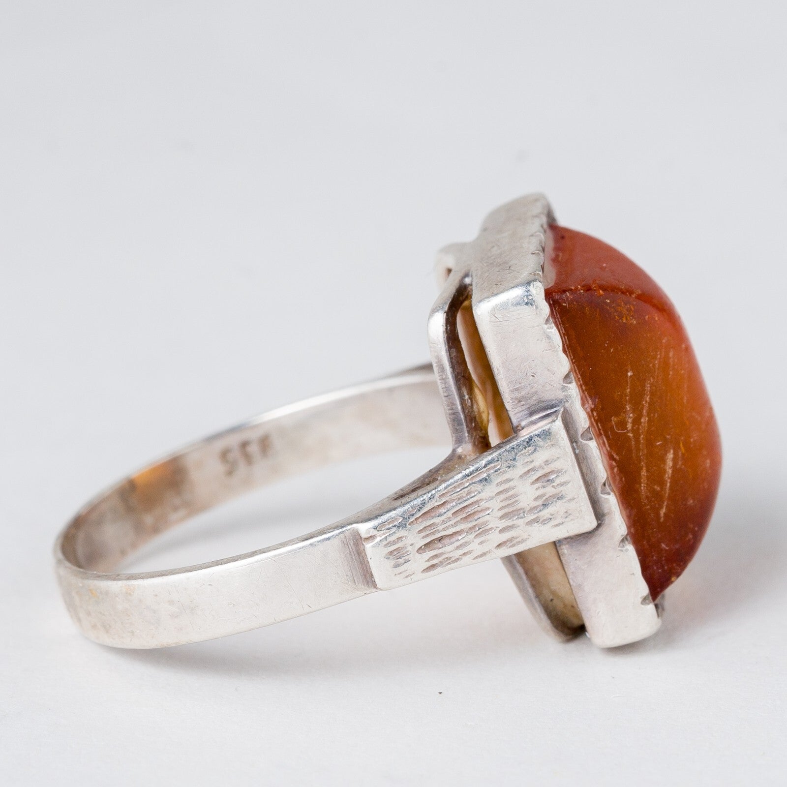 Silber Ring 835 Bernstein Größe 60 (19,1 mm Ø) 5,49 g2