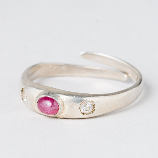Silber Ring 835 Roter Stein Größe flexibel ca. 60 2,74 g0