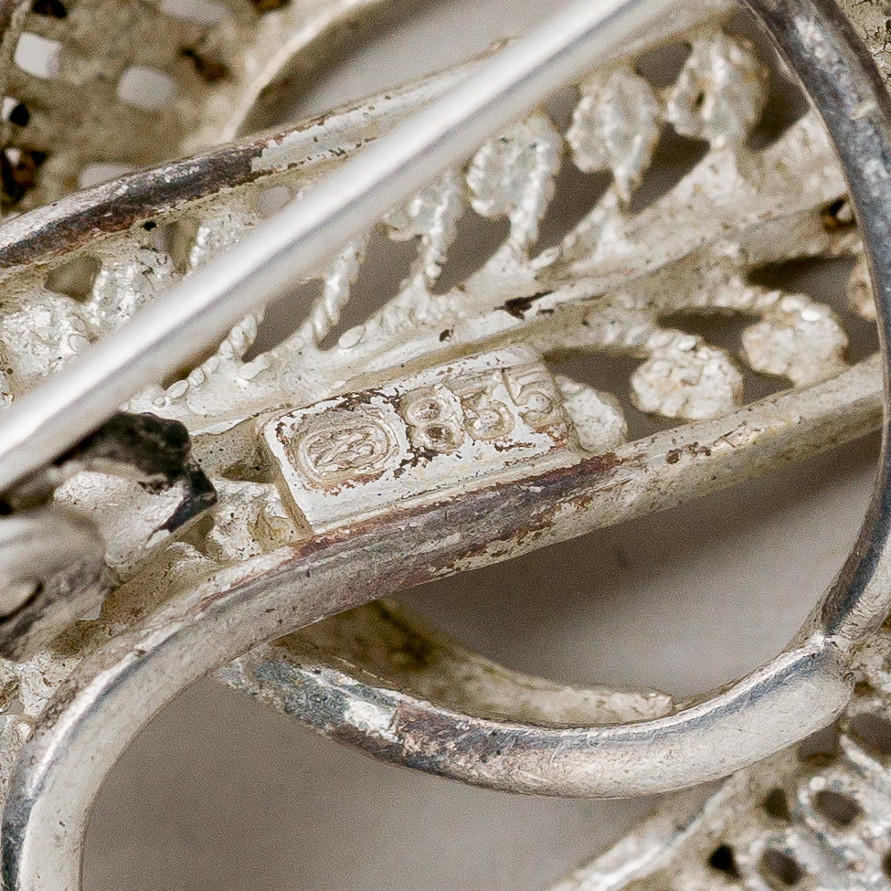 Brosche Schleife 835er Silber 3,06 g 3 cm2