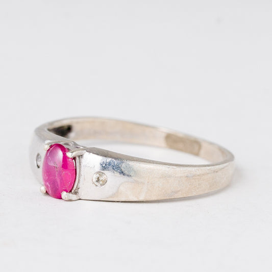 Ring Roter Stein 2,27 g 925er Silber Größe 58 (18,4 mm Ø)0