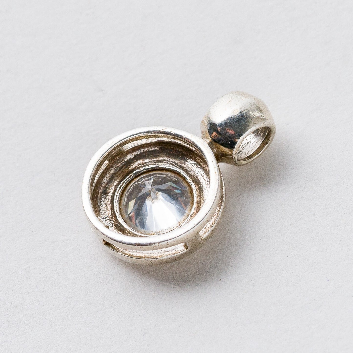 Silber Anhänger Kettenanhänger 925 Weißer Stein 2 cm 3 g4