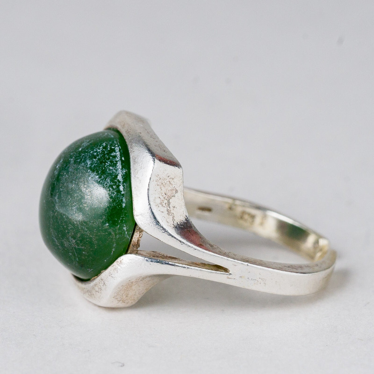Silber Ring 925 Grüner Stein Größe flexibel 7,36 g1