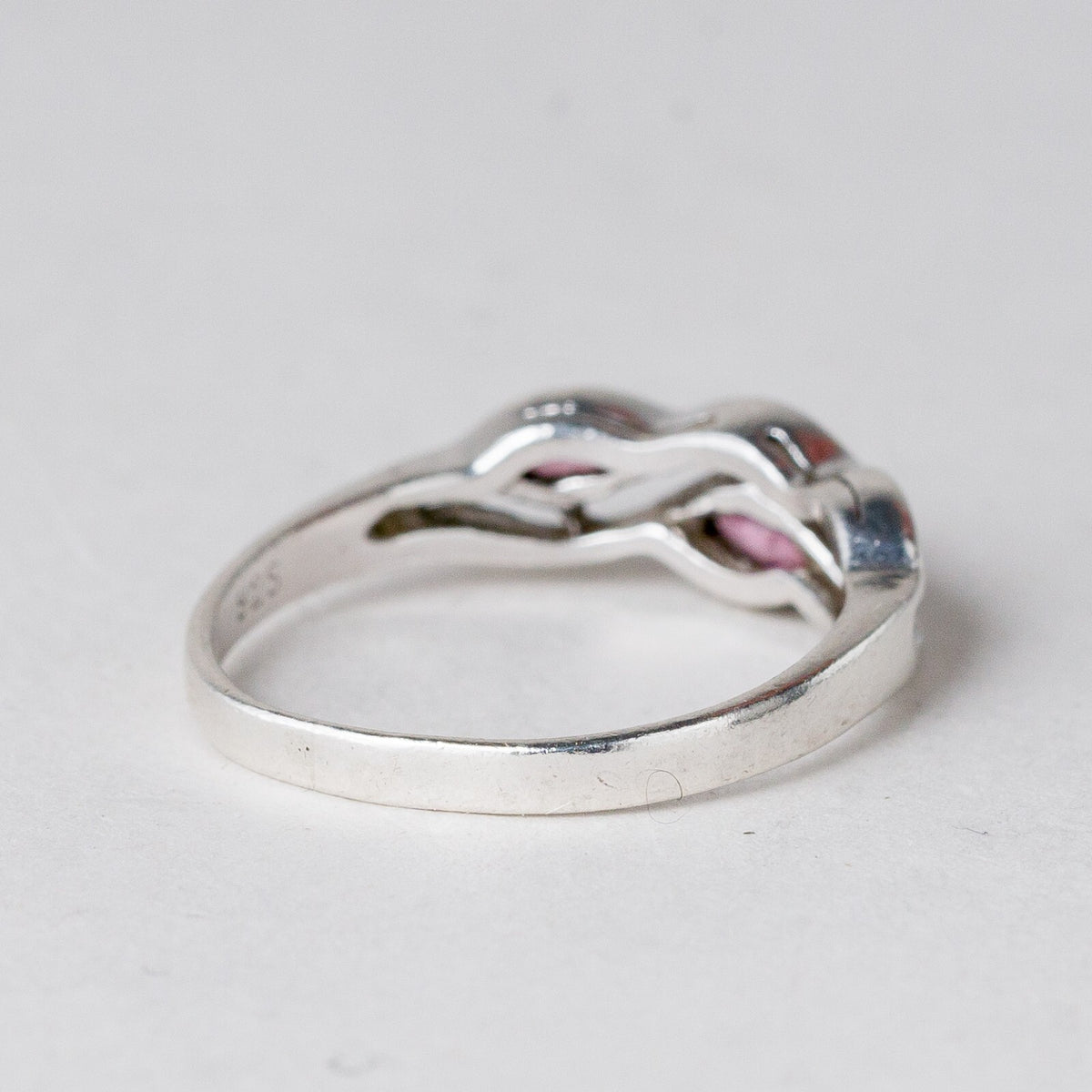 Silber Ring 925 Pinke Steine Größe 52 (16,5 mm Ø) 1,71 g3