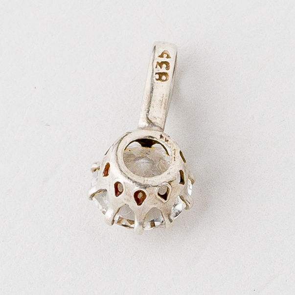 Anhänger Weißer Stein 835er Silber 0,65 g 1,4 cm1