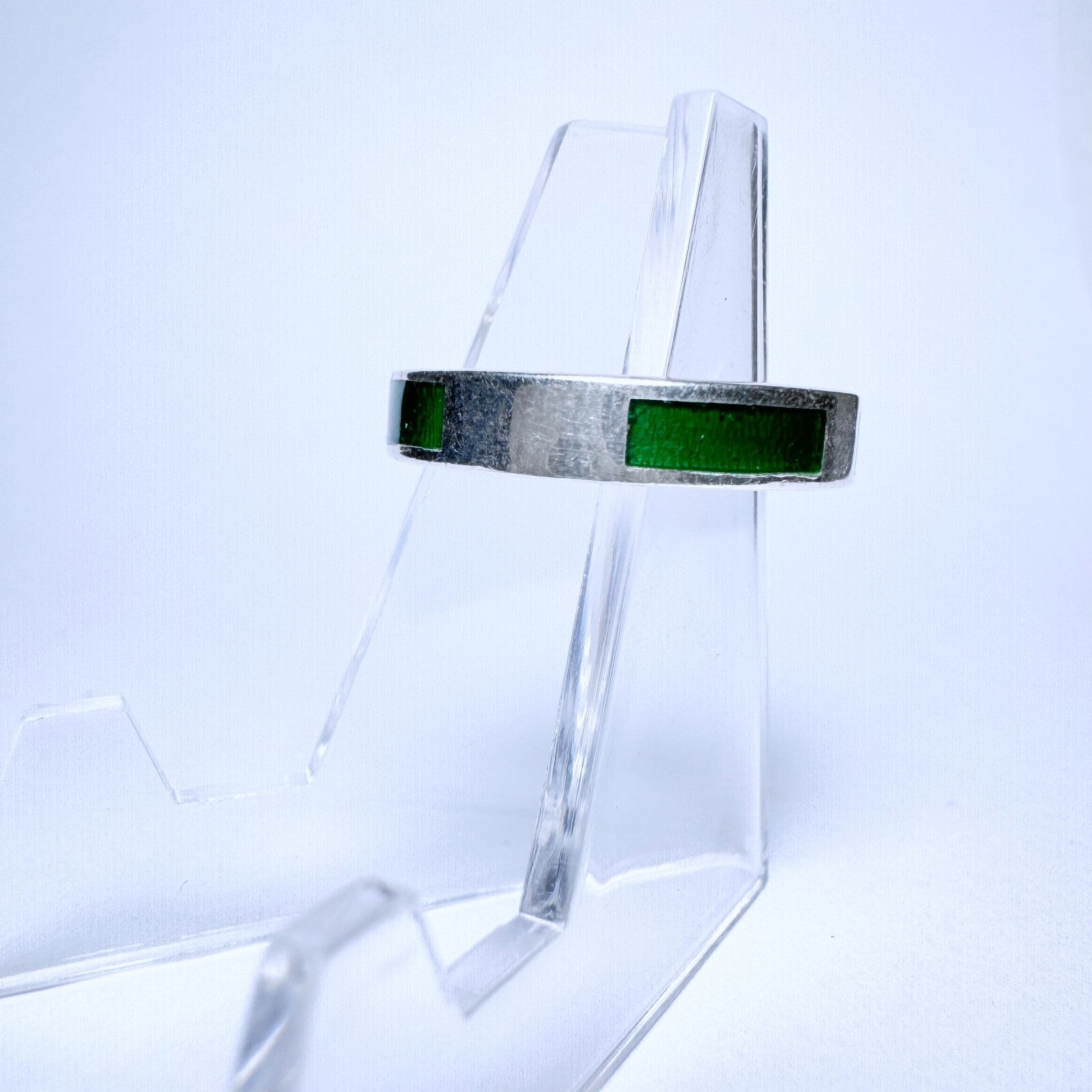 Ring 125er Silber Größe 55 mit grüner Emaille 3,60g1