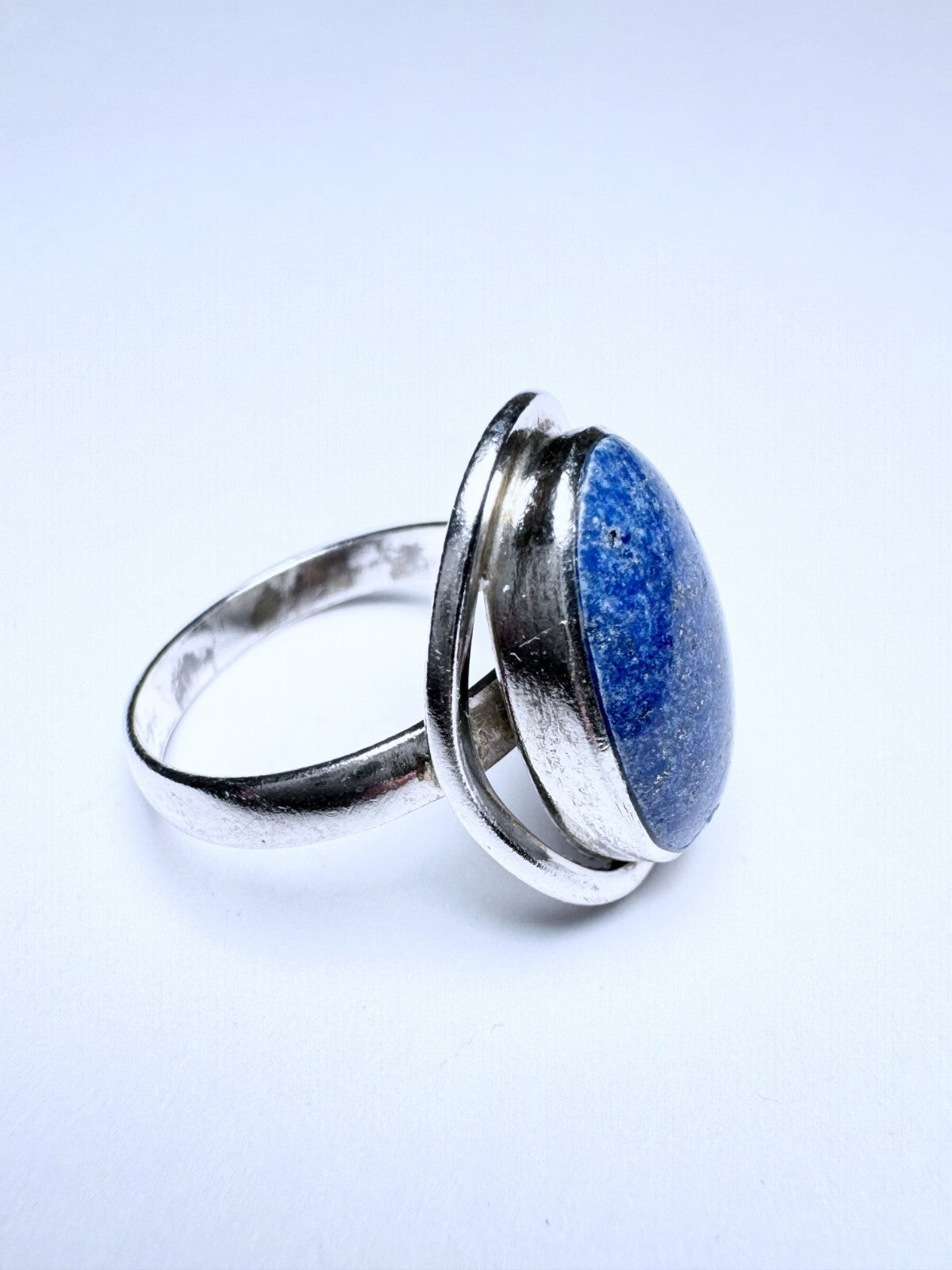 Ring 930er Silber Größe 51 Blauer Cabochon 4,27g2