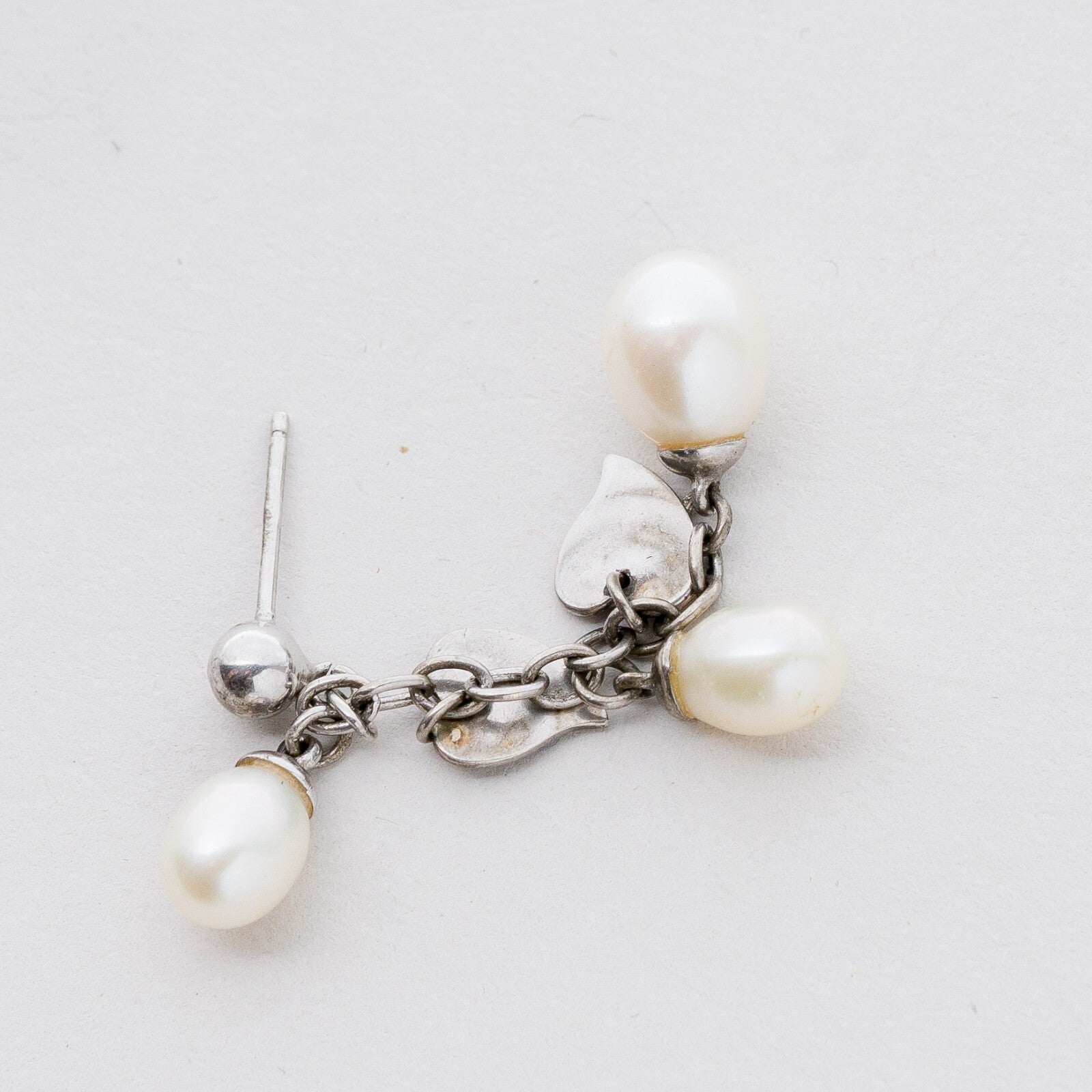 Einzelner Ohrring Hängeohrring Silber Perle 2,77 g7