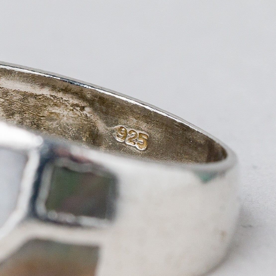 Silber Ring 925 Steinbesatz Größe 59 (18,8 mm Ø) 6,87 g6