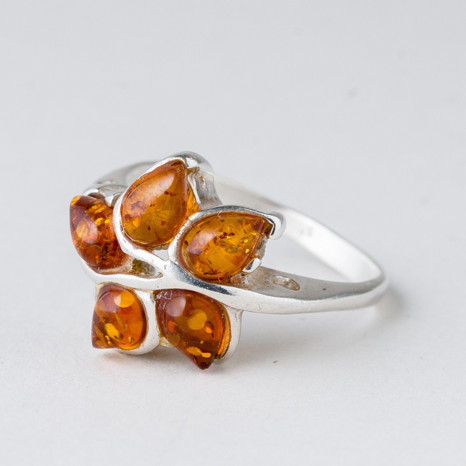 Silber Ring 925 Bernstein Größe 57 (18,1 mm Ø) 4,2 g0