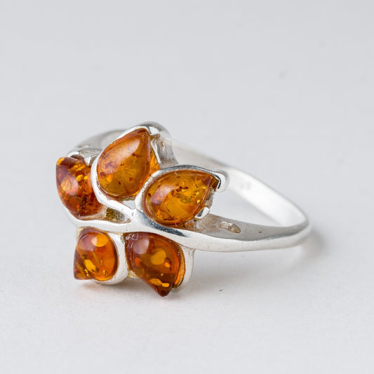 Silber Ring 925 Bernstein Größe 57 (18,1 mm Ø) 4,2 g0
