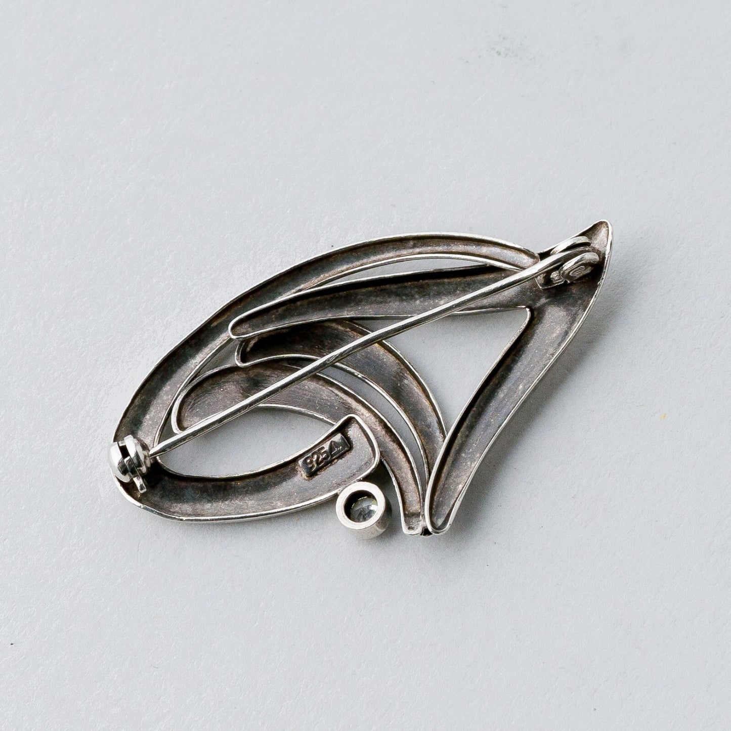 Silber Brosche Spange 925 Weißer Stein 3,52 g4