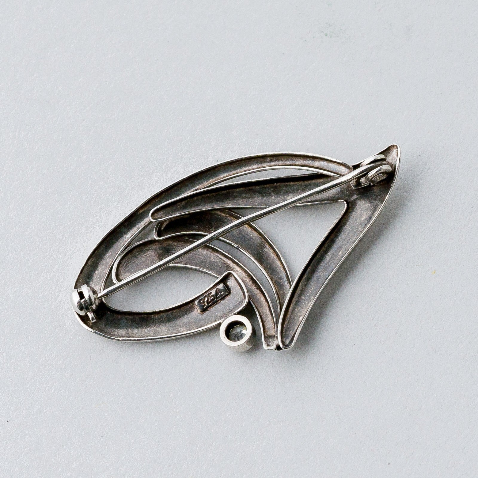 Silber Brosche Spange 925 Weißer Stein 3,52 g4