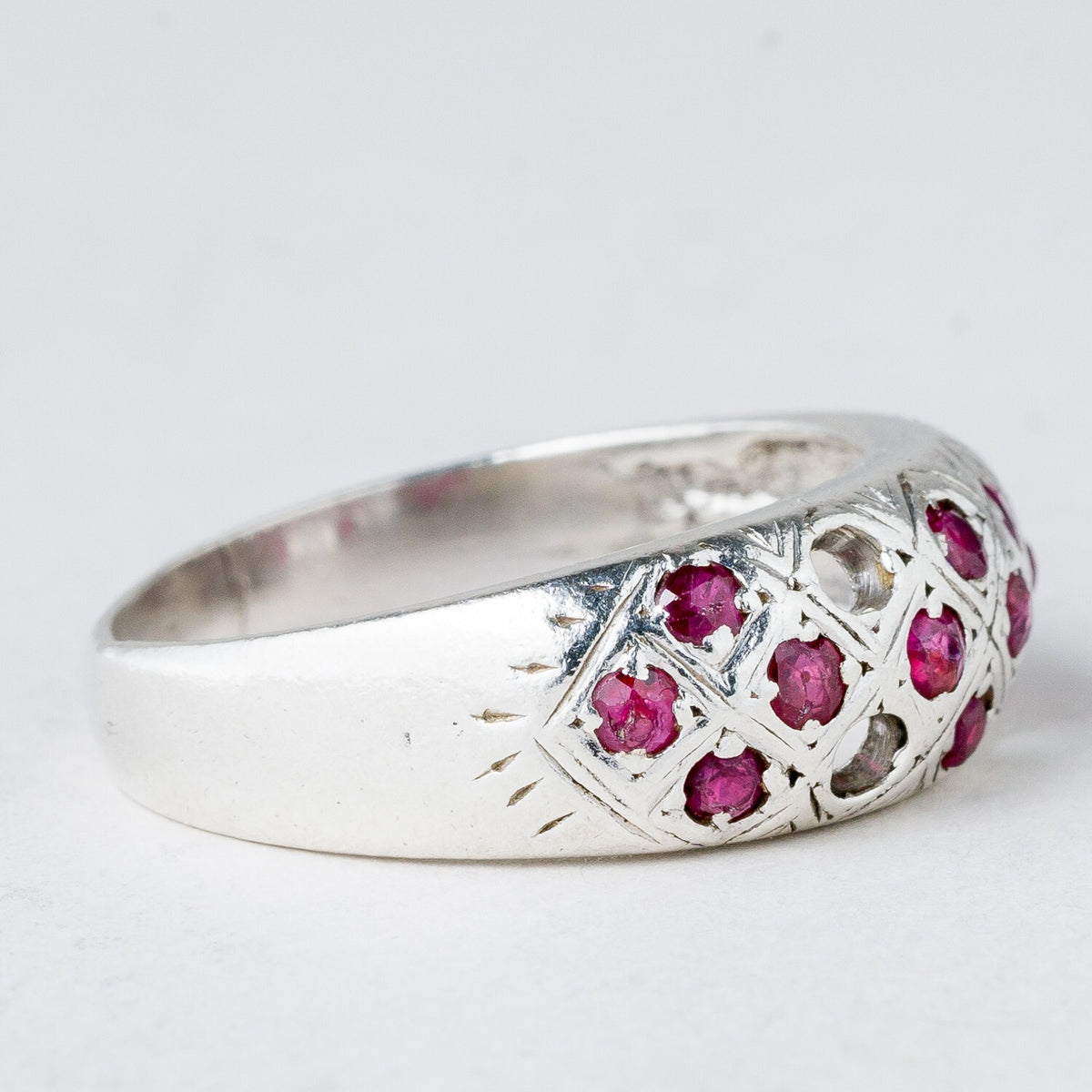 Silber Ring 925 Purpurne Steine Größe 60 (19,1 mm Ø) 4,04 g2