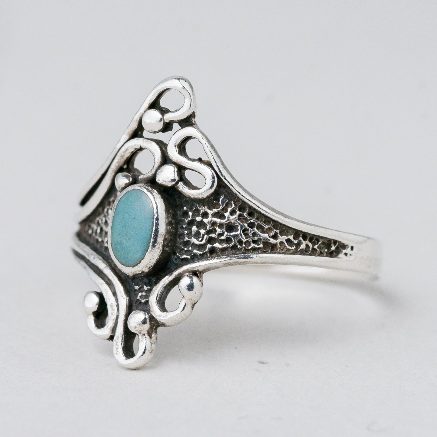 Silber Ring 925 Blauer Stein Größe 61 (19,4 mm Ø) 2,88 g0