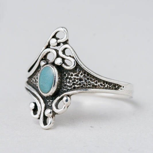 Silber Ring 925 Blauer Stein Größe 61 (19,4 mm Ø) 2,88 g0