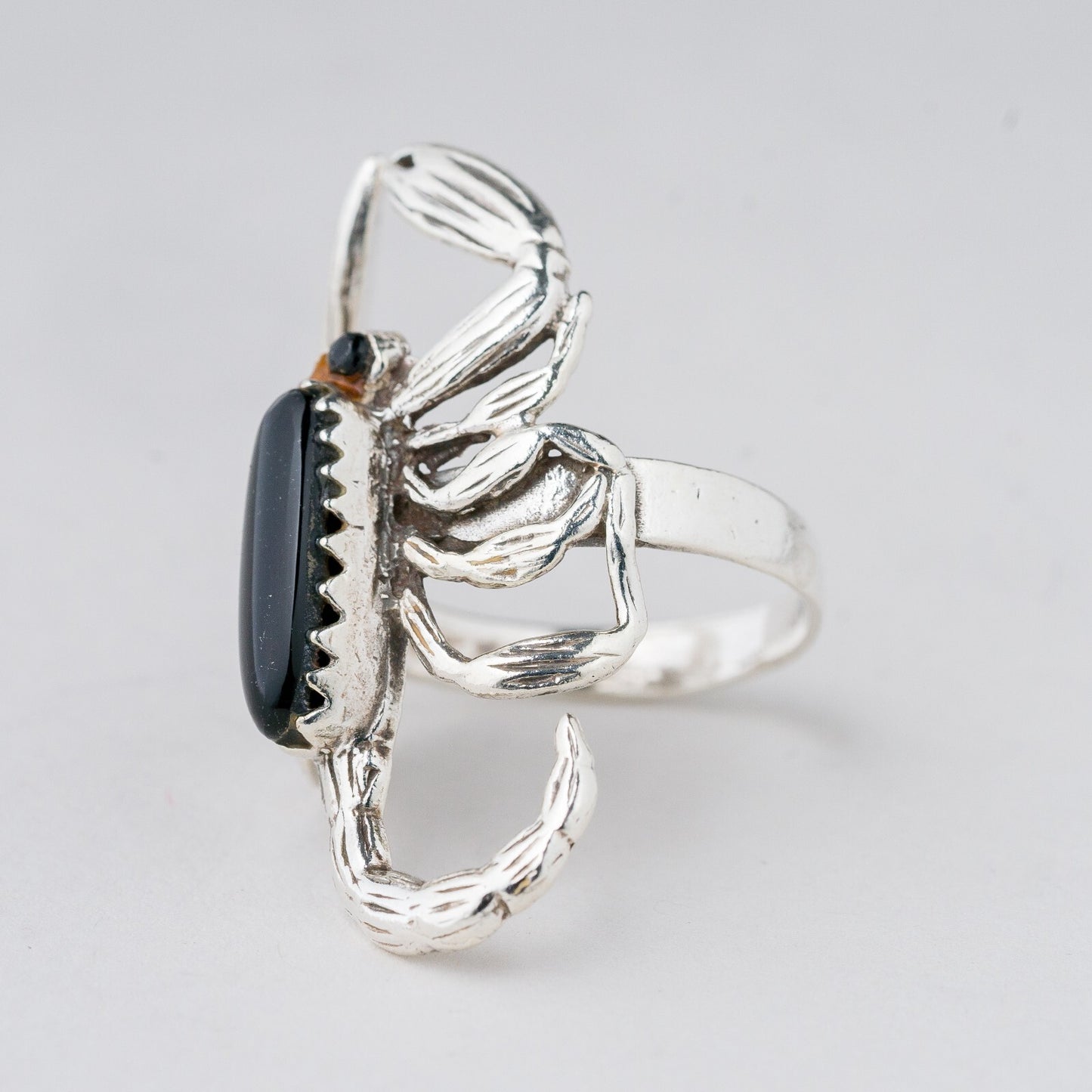 Ring Silber Skorpion Schwarze Steine Größe 58 (18,4 mm Ø) 6,48 g1