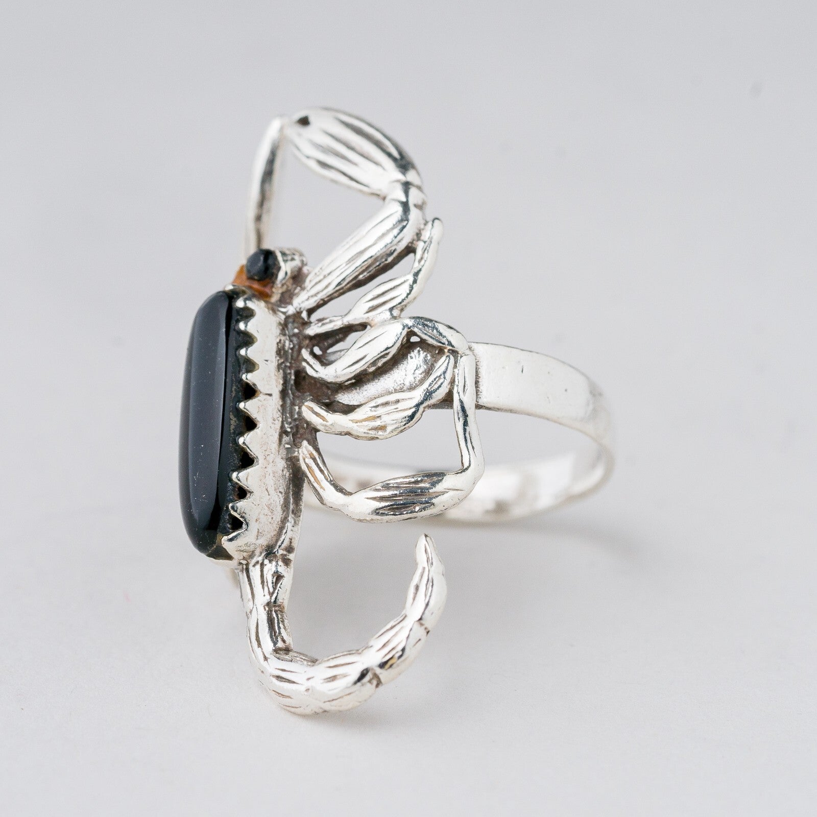 Ring Silber Skorpion Schwarze Steine Größe 58 (18,4 mm Ø) 6,48 g1