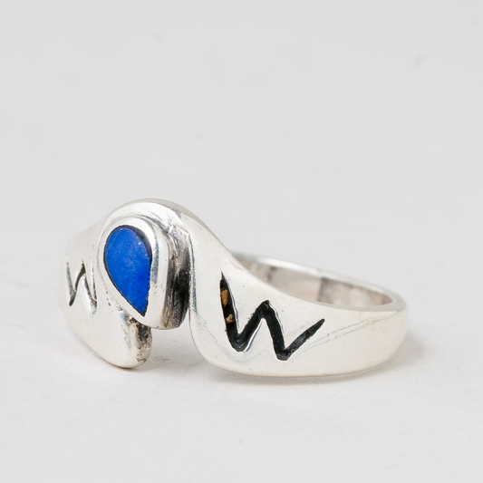 Ring Blauer Stein 925er Silber 2,83 g Größe 53 (16,8 mm Ø)0