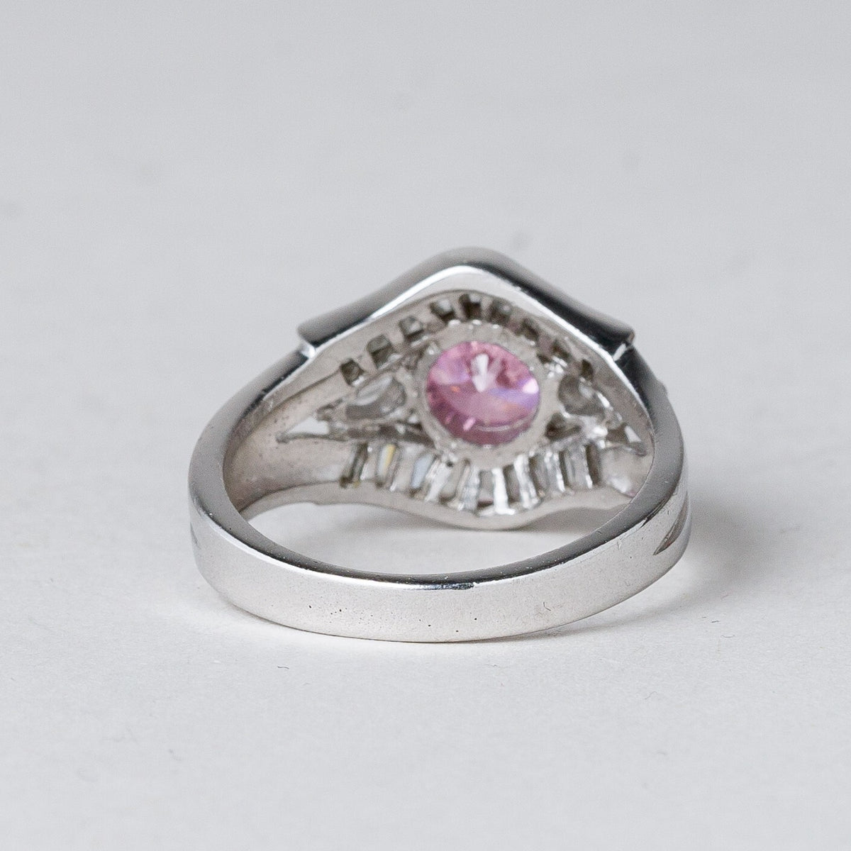 Silber Ring 925 Rosa Stein Größe 57 (18,1 mm Ø) 5,5 g3