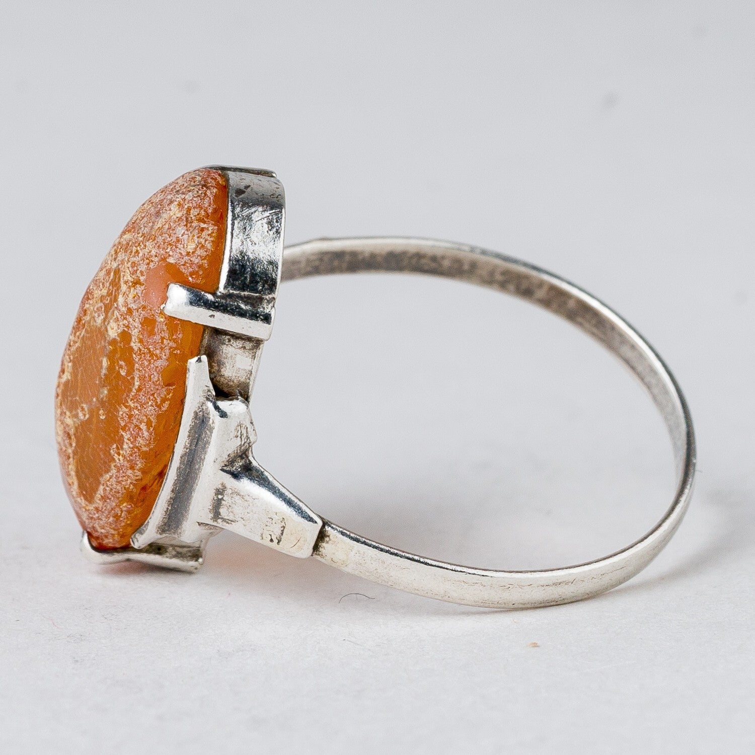 Silber Ring 830 Oranger Stein Größe 54 (17,2 mm Ø) 1,76 g4