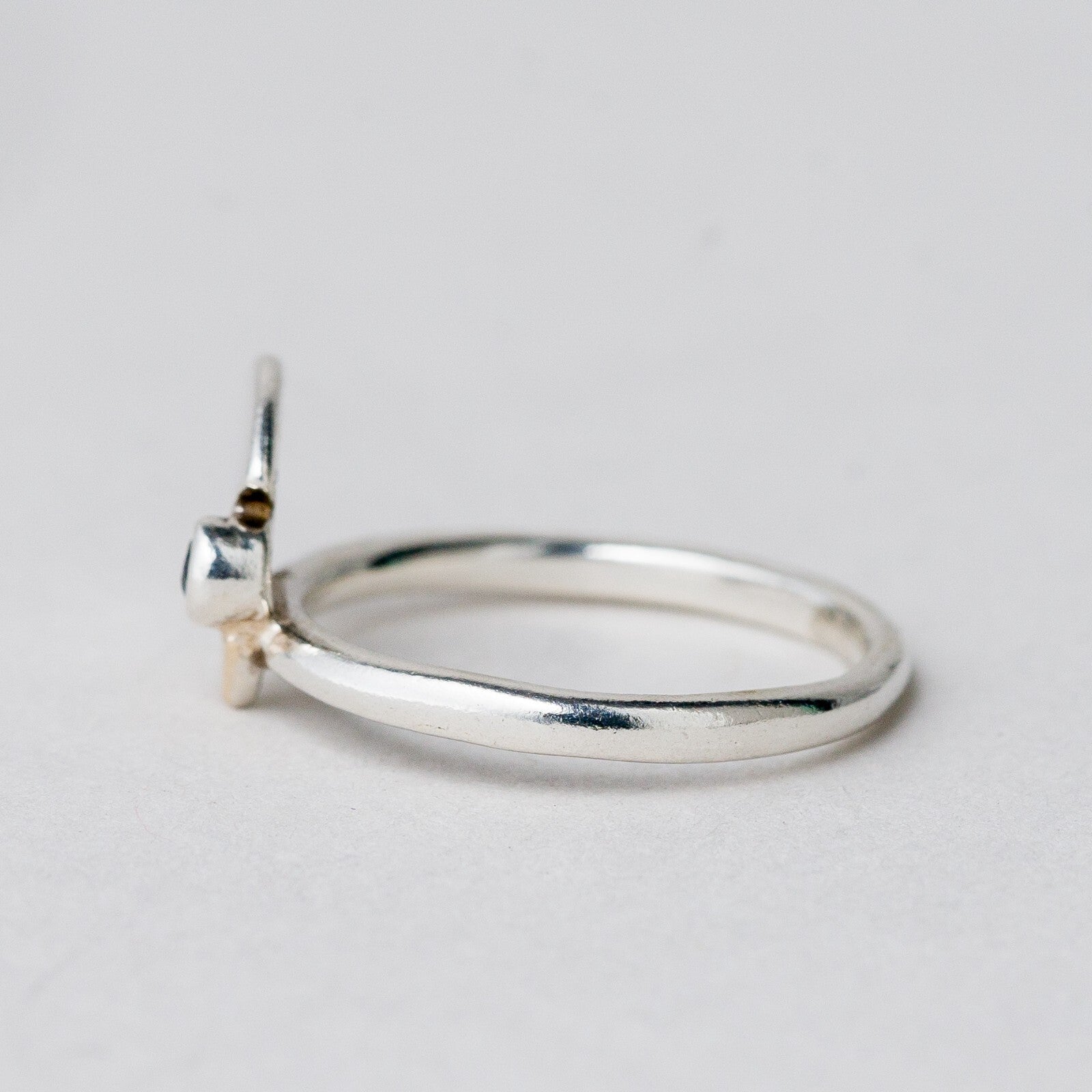 Silber Ring 835 Blauer Stein Größe 49 (15,6 mm Ø) 2,17 g1