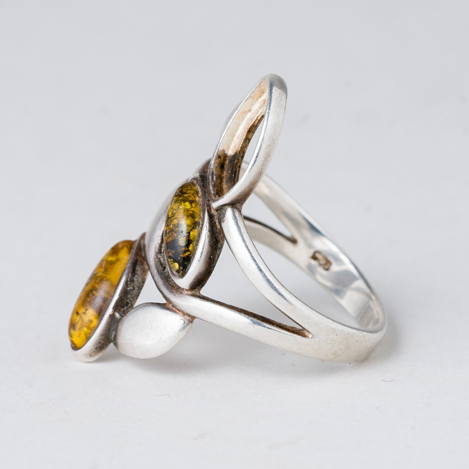Silber Ring 925 Bernstein Größe 54 (17,2 mm Ø) 3,91 g4