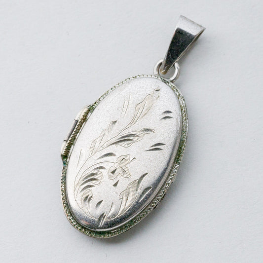 Silber Anhänger Kettenanhänger 835 Medaillon Florale Gravur 6,21 g0