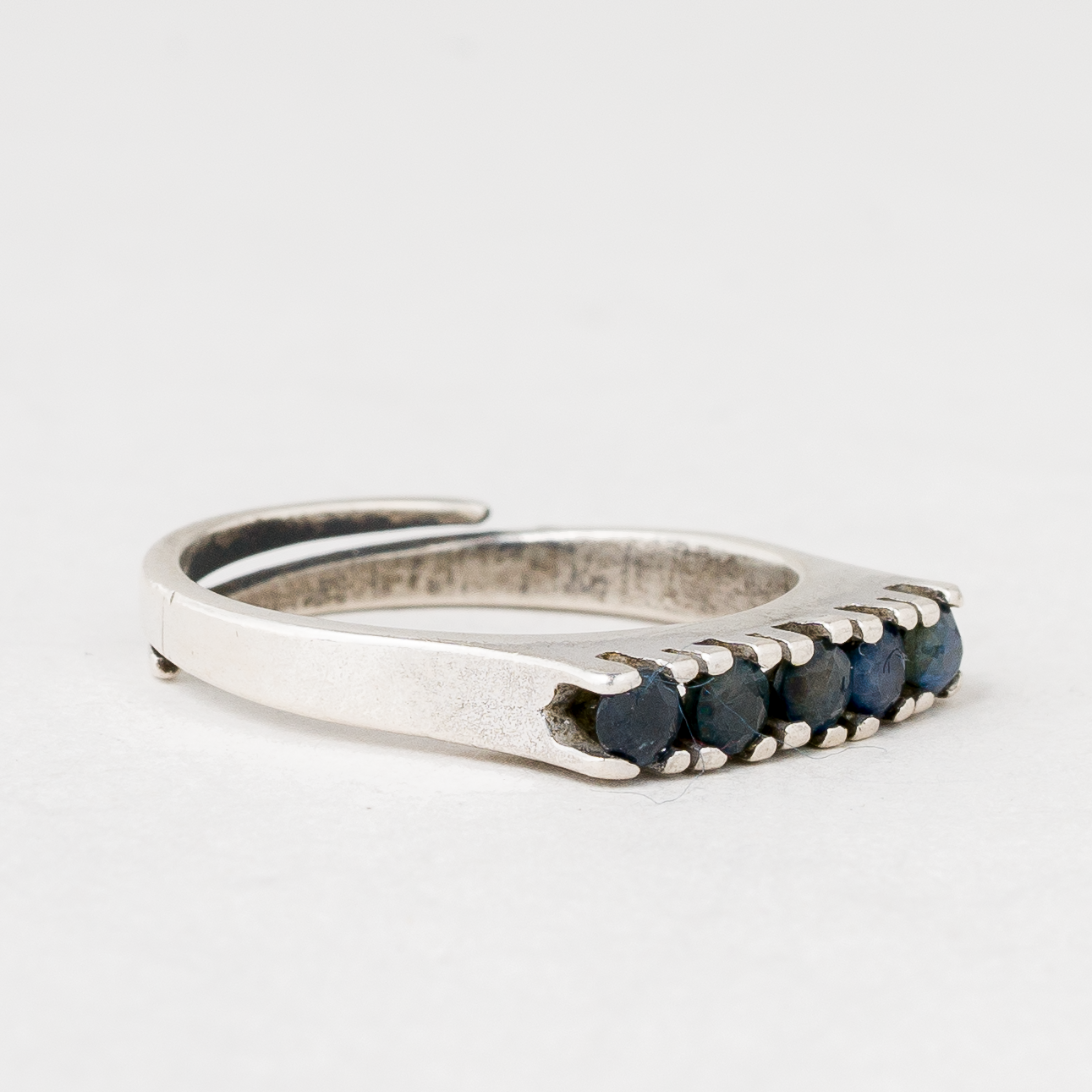 Ring Blaue Steine 835er Silber 2,5 g Größe flexibel1