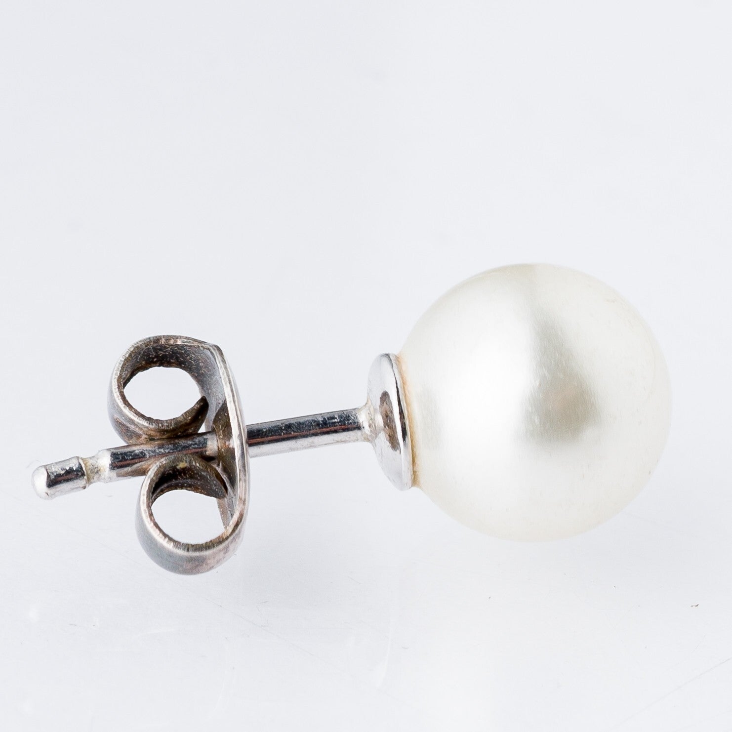 Einzelner Ohrring Ohrstecker Perle Silber 1,12 g2