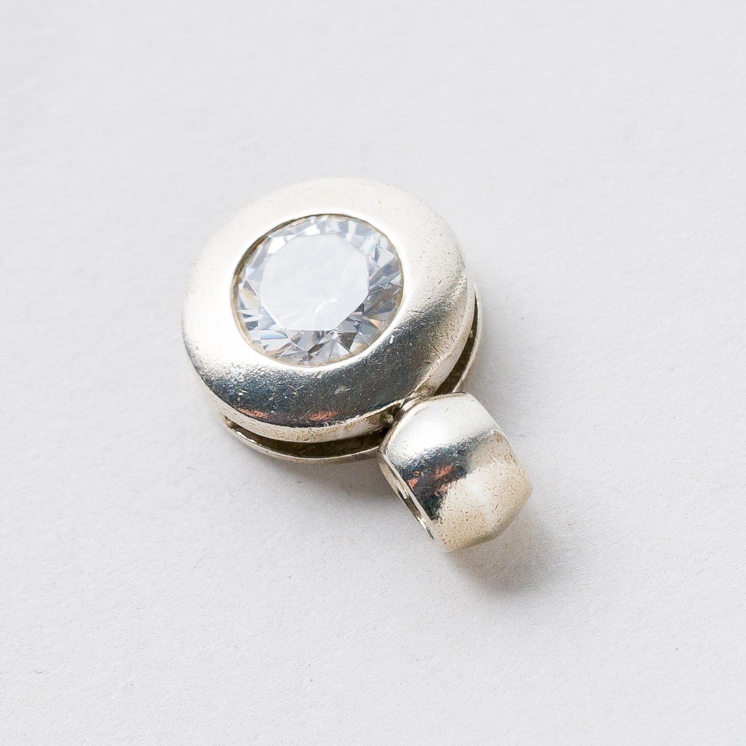 Silber Anhänger Kettenanhänger 925 Weißer Stein 2 cm 3 g1