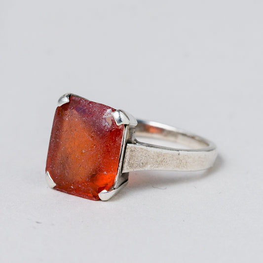 Silber Ring 830 Roter Stein Größe 51 (16,2 mm Ø) 3,44 g0