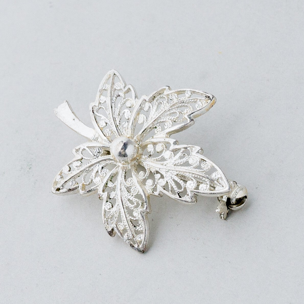 Silber Brosche Spange 835 Blatt Filigran 3,07 g2