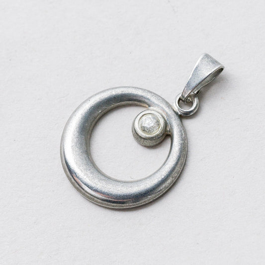 Silber Anhänger Kettenanhänger 925 Weißer Stein 2 cm 1 g0