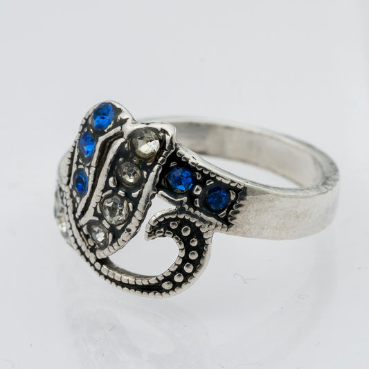 Silberring Blaue und Weiße Steine 925er Silber 3,5 g Größe 56 (17,8 mm Ø)0