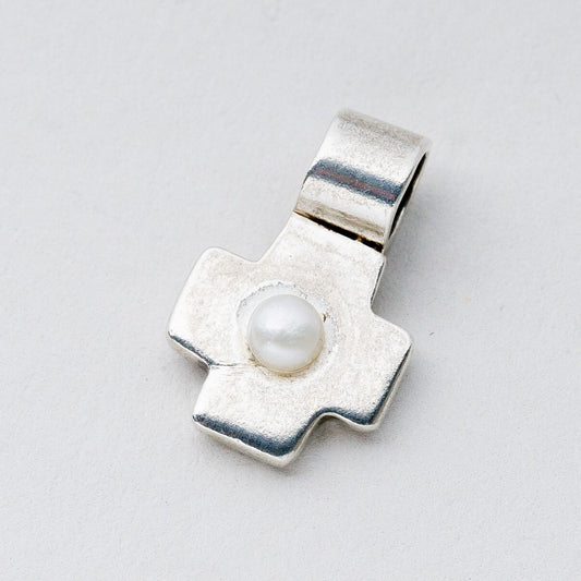 Anhänger Silber 925 Kreuz Perle 1,5 cm 1,64 g0