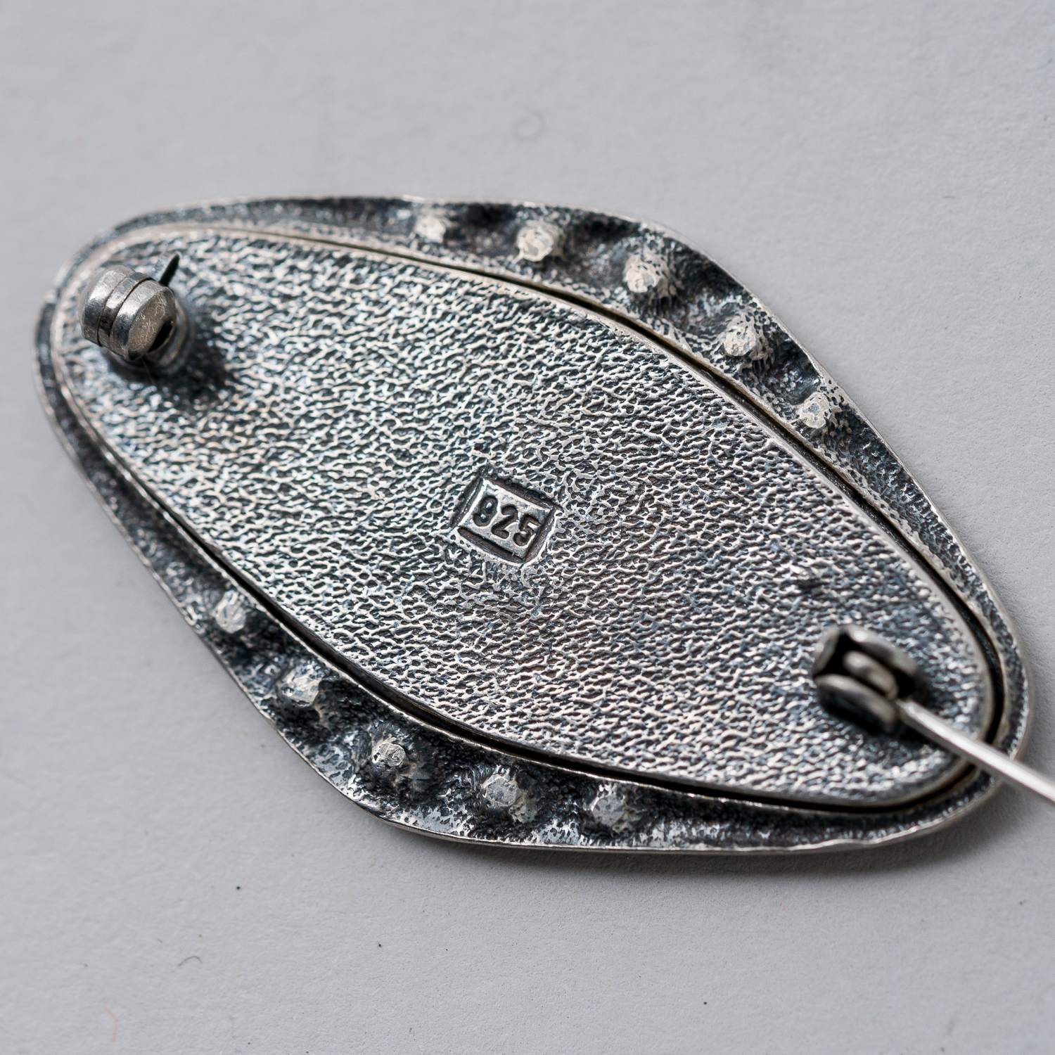 Brosche Steinbesatz 925er Silber 9,91 g 4,5 cm1