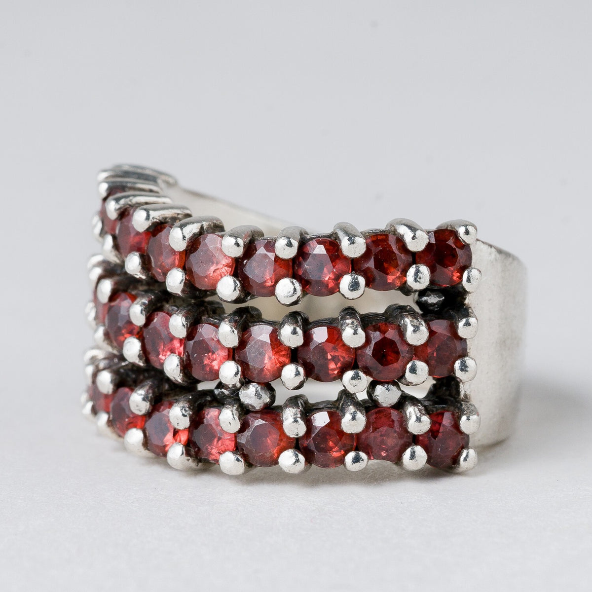 Silber Ring 925 Rote Steine Größe 56 (17,8 mm Ø) 12,61 g0