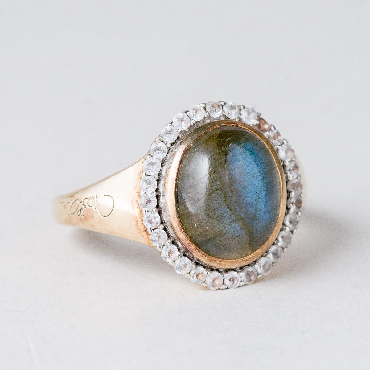 Silber Ring 925 vergoldet Blauer Stein Größe 60 (19,1 mm Ø) 4,82 g7