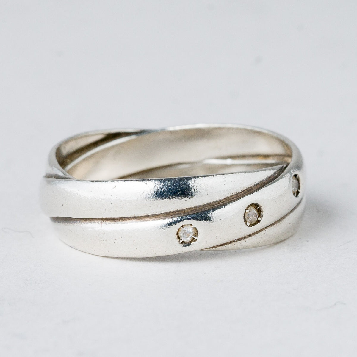 Silber Ring 925 Weiße Steine Größe 59 (18,8 mm Ø) 4,58 g1