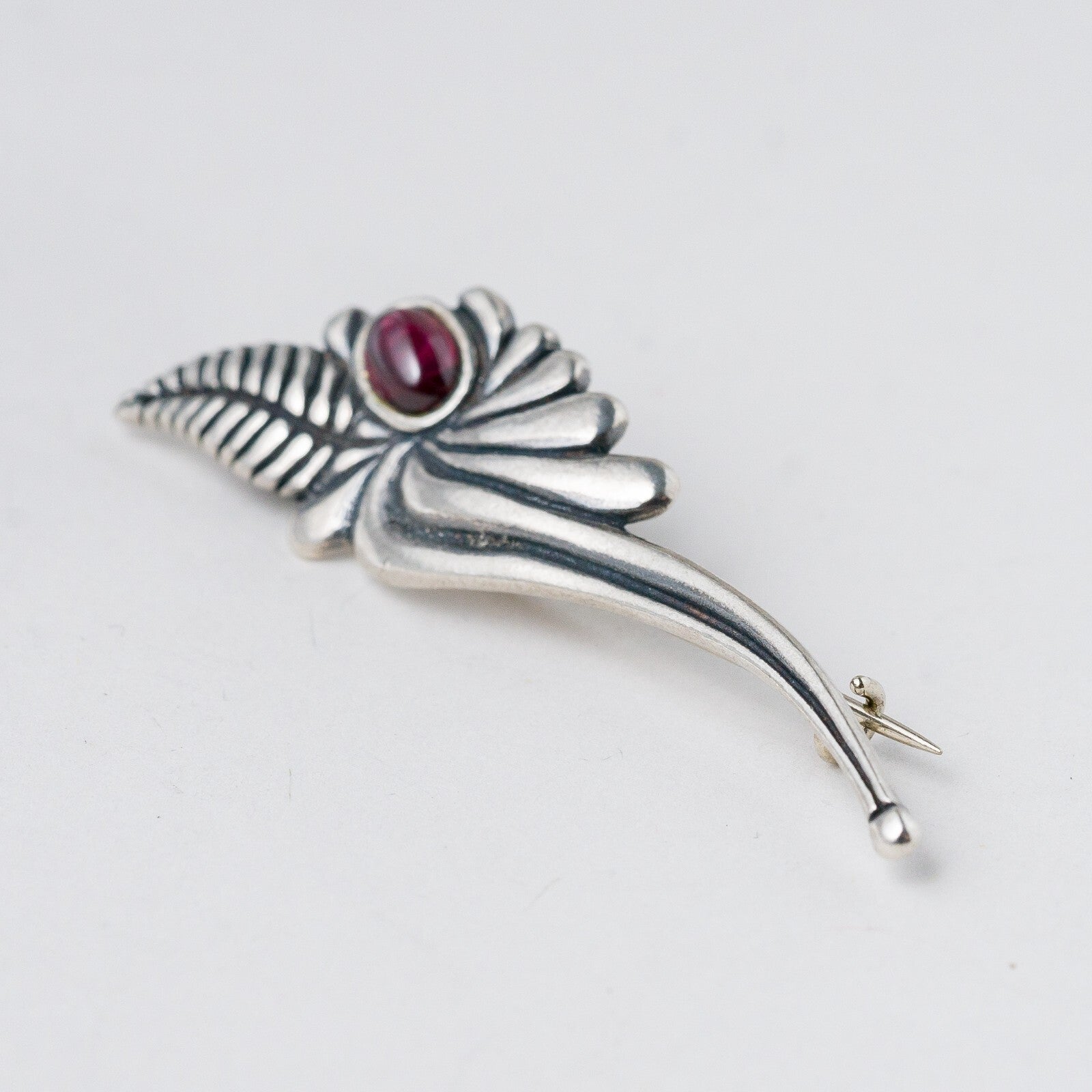 Brosche 925 Silber Roter Stein 5 cm 3,7 g2