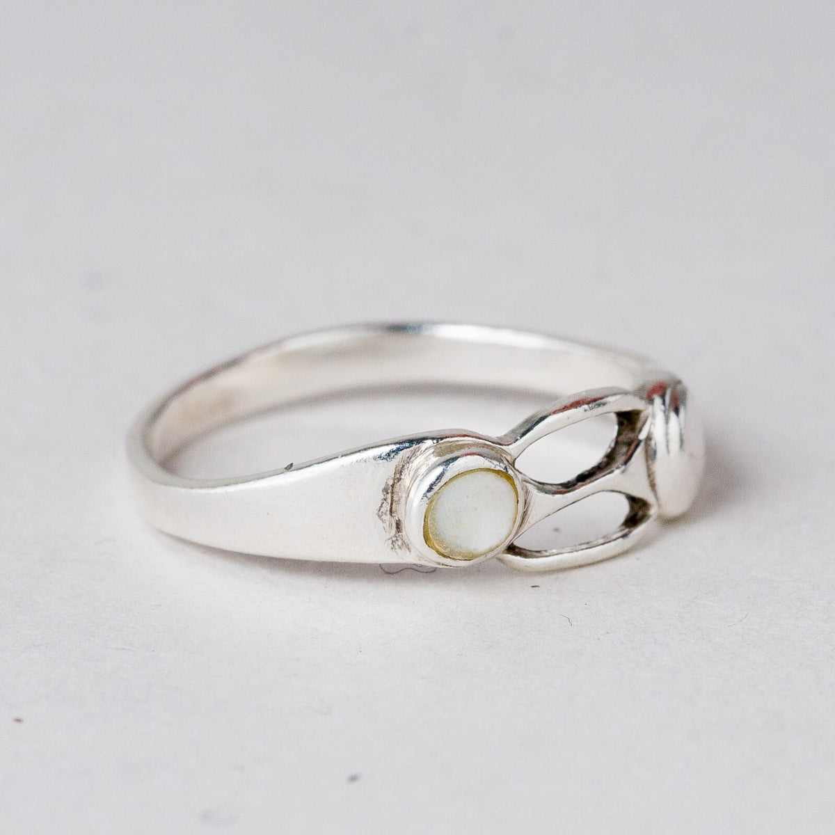 Silber Ring Weißer Stein Größe 55 (17,5 mm Ø) 1,91 g5