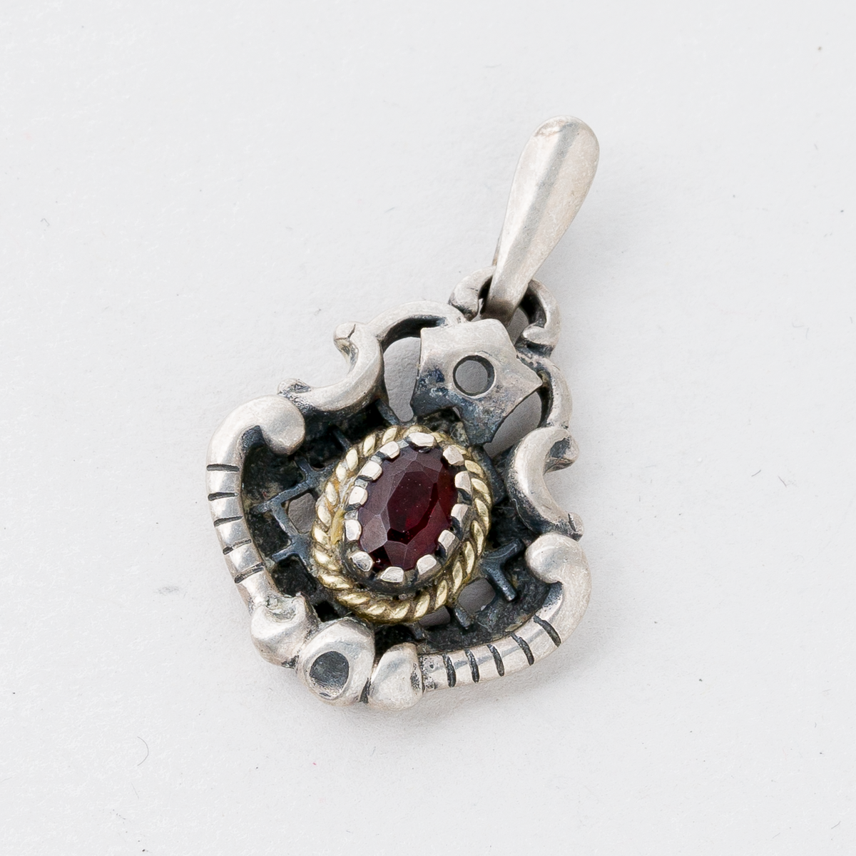 Anhänger Roter Stein 925er Silber 3,71 g 2,8 cm0