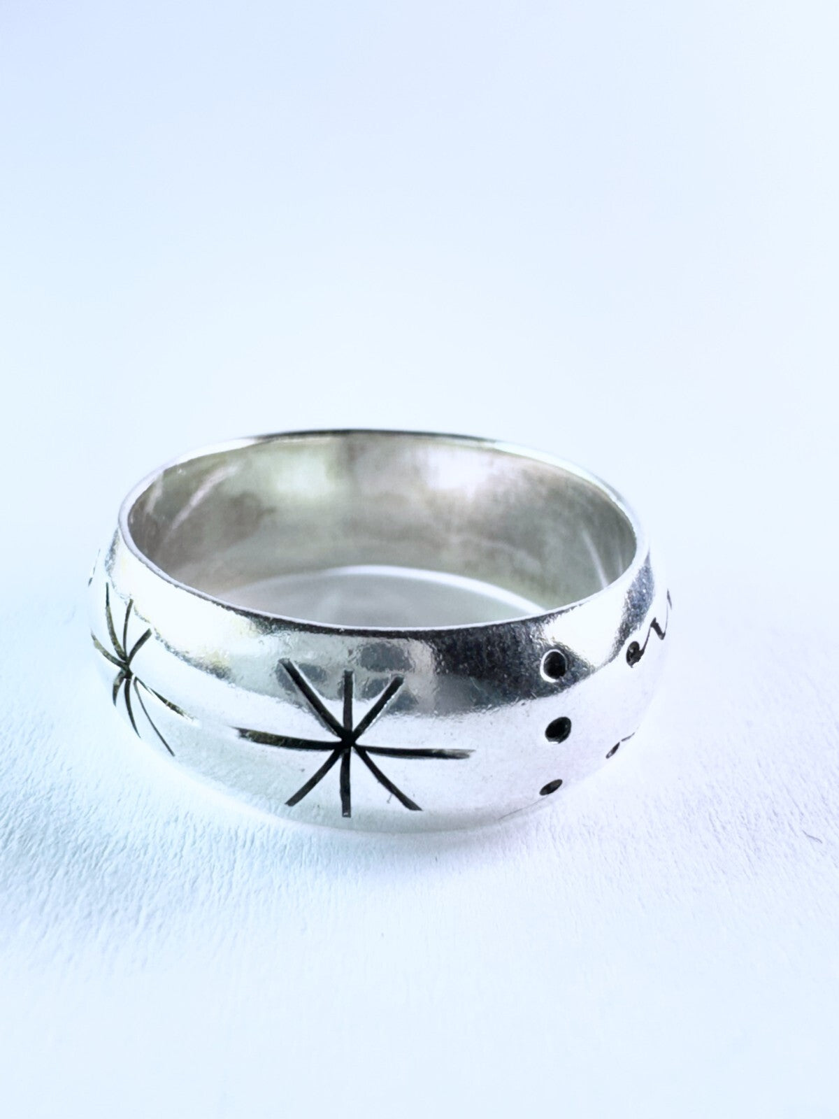 Silberring 925er Sterling Silber mit Mustern Größe 55 (17,5 mm Ø) 5,55 g0