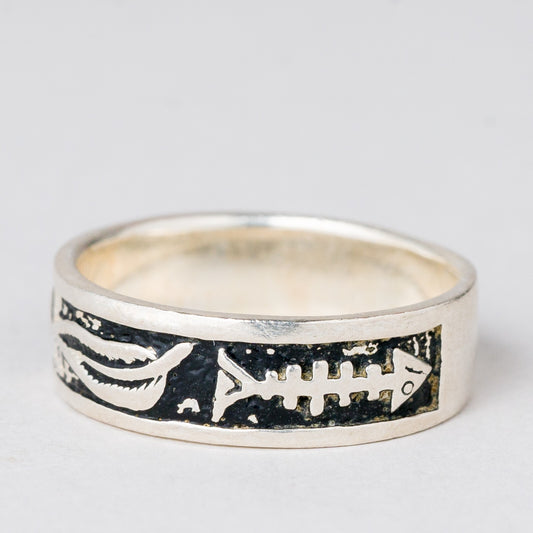 Ring Fische 5,53 g 925er Silber Größe 62 (19,7 mm Ø)0