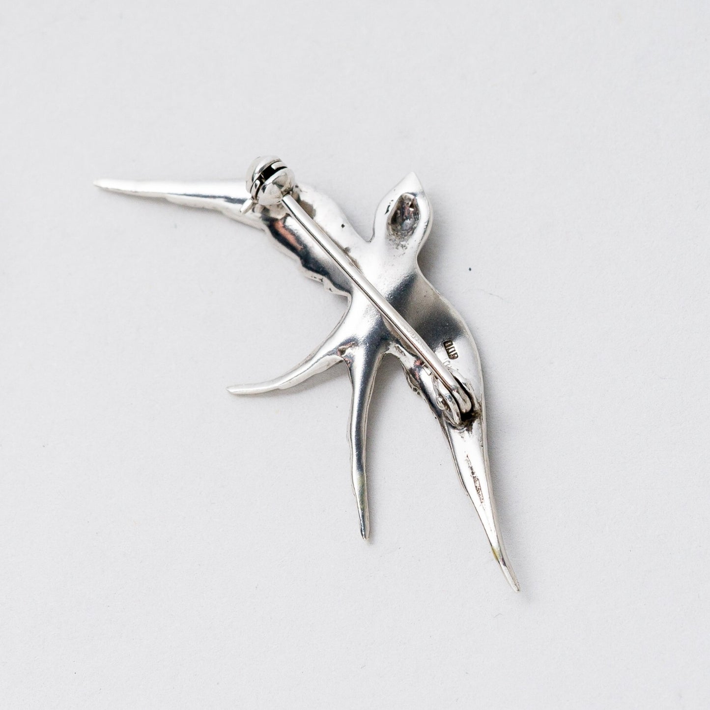 Brosche 800 Silber Vogel Steinbesatz 4,6 cm 3,53 g4