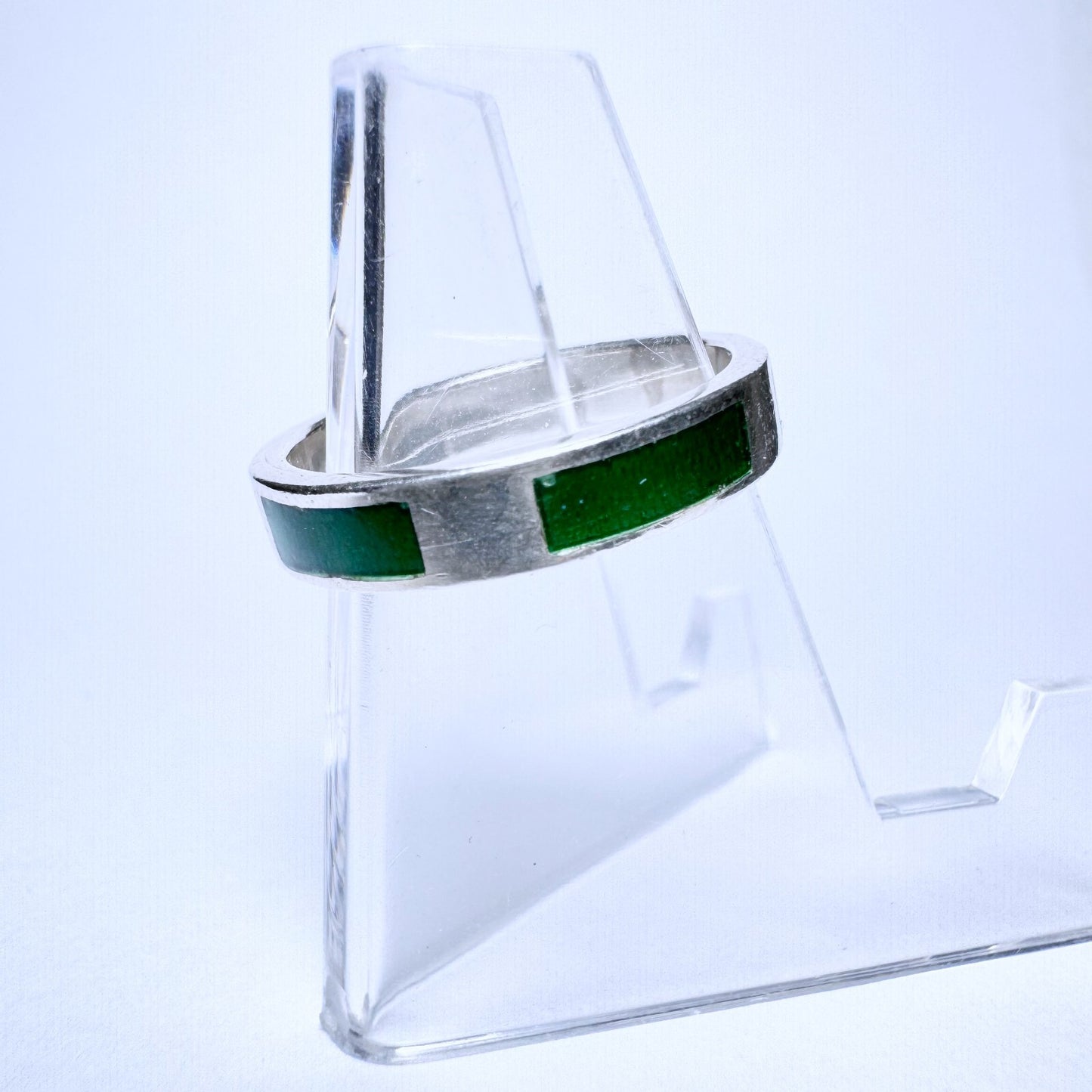 Ring 125er Silber Größe 55 mit grüner Emaille 3,60g4
